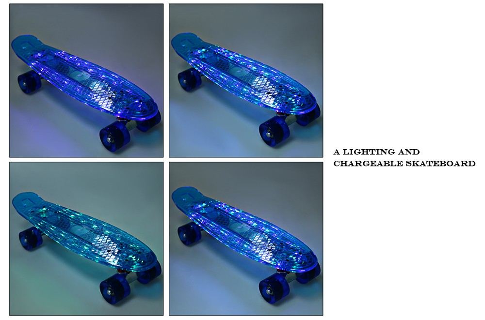 CL - 402 Transparent LED Ocean Style Skateboard Complete 22 inch Retro Cruiser Longboard