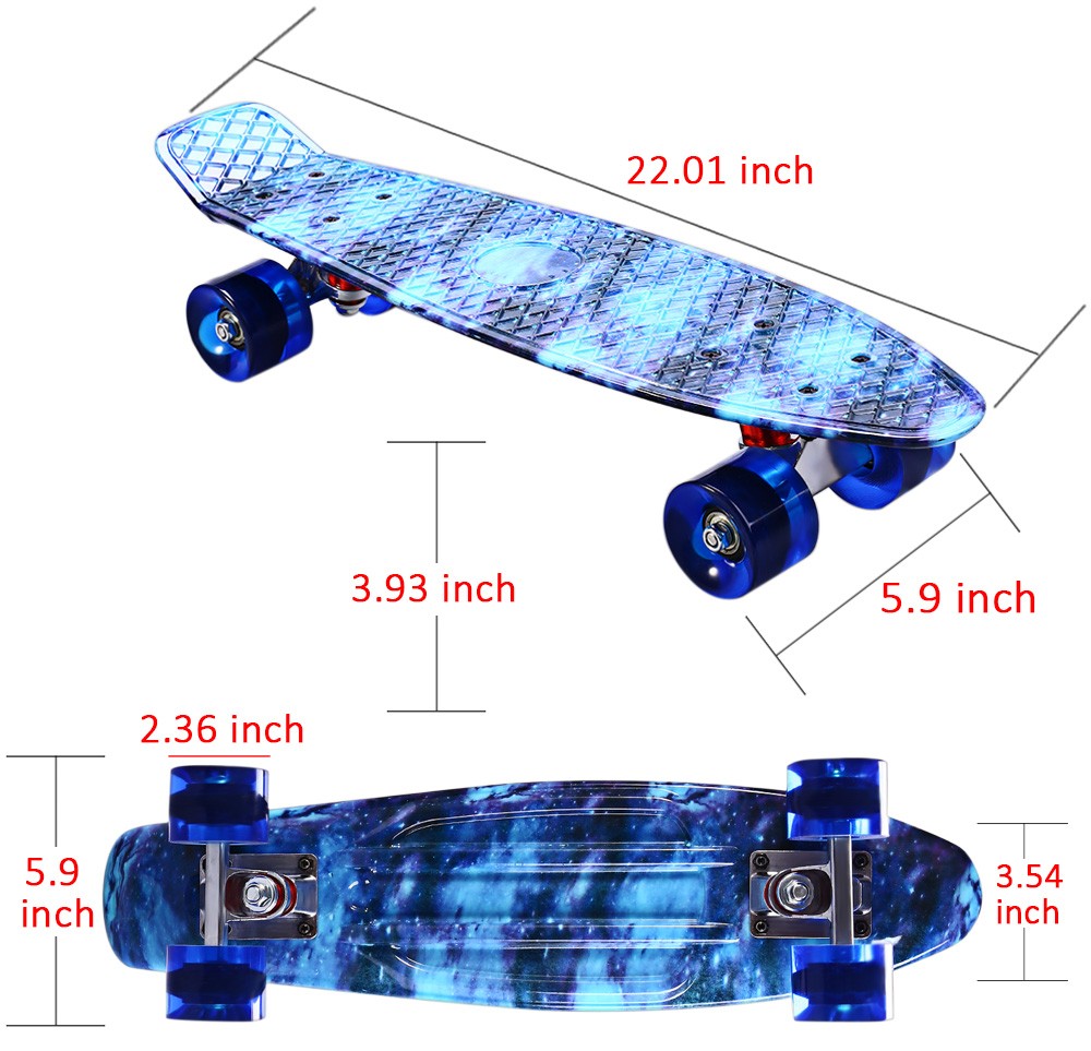 CL-94 Printing Blue Starry Sky Pattern Skateboard Complete 22 inch Retro Cruiser Longboard