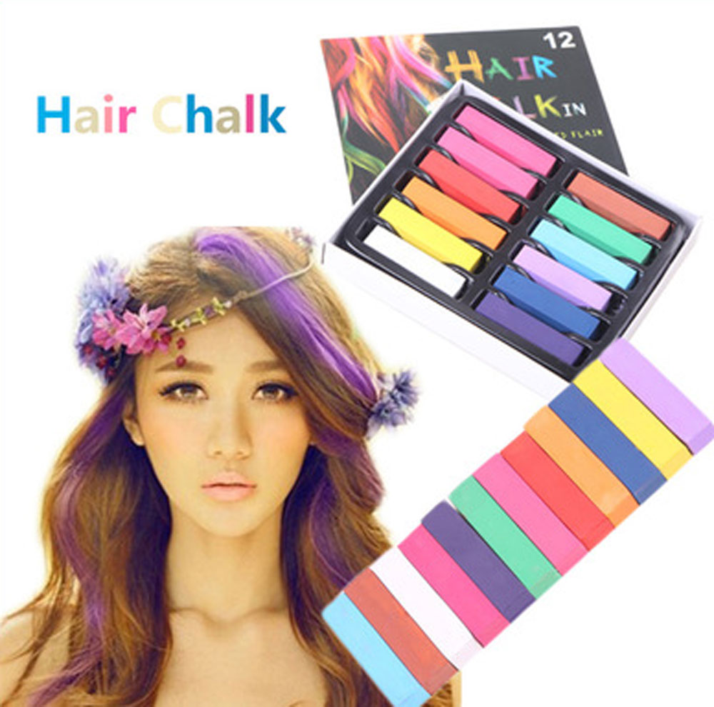 12 Colors Soft Pastels Salon Kit Fast Temporary Short Hair Dye Chalk