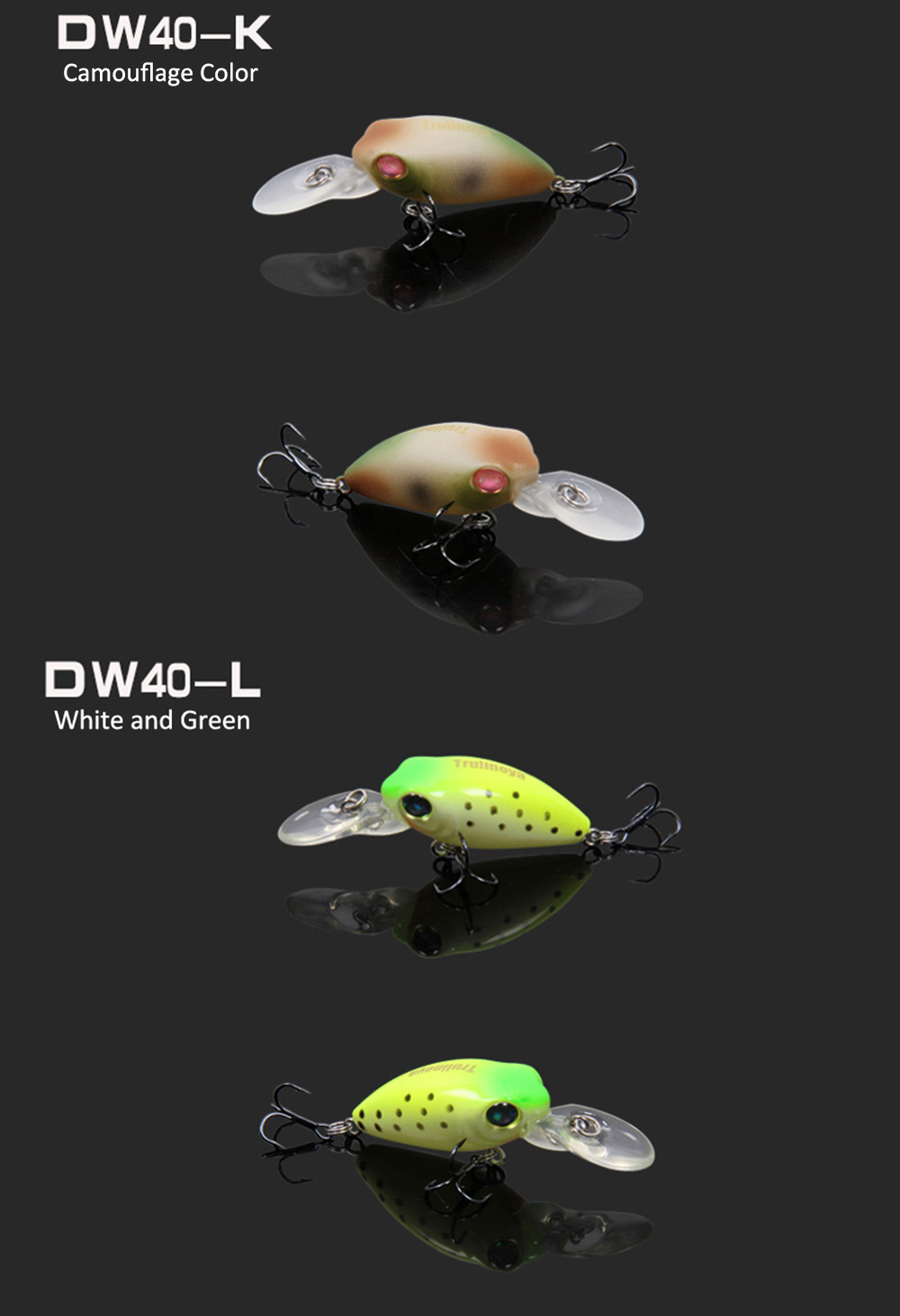 DW40 32mm Trulinoya Bare King Mini Fishing Lure Hard Bait with Hook