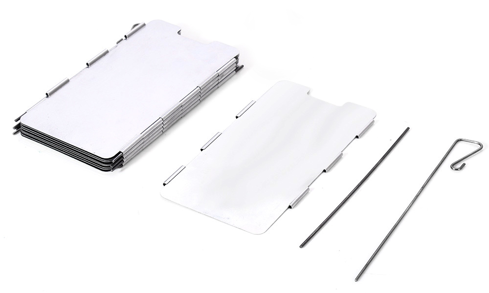 Foldable Gas Stove WindShield with 9 Plates for Outdoor Camping BBQ