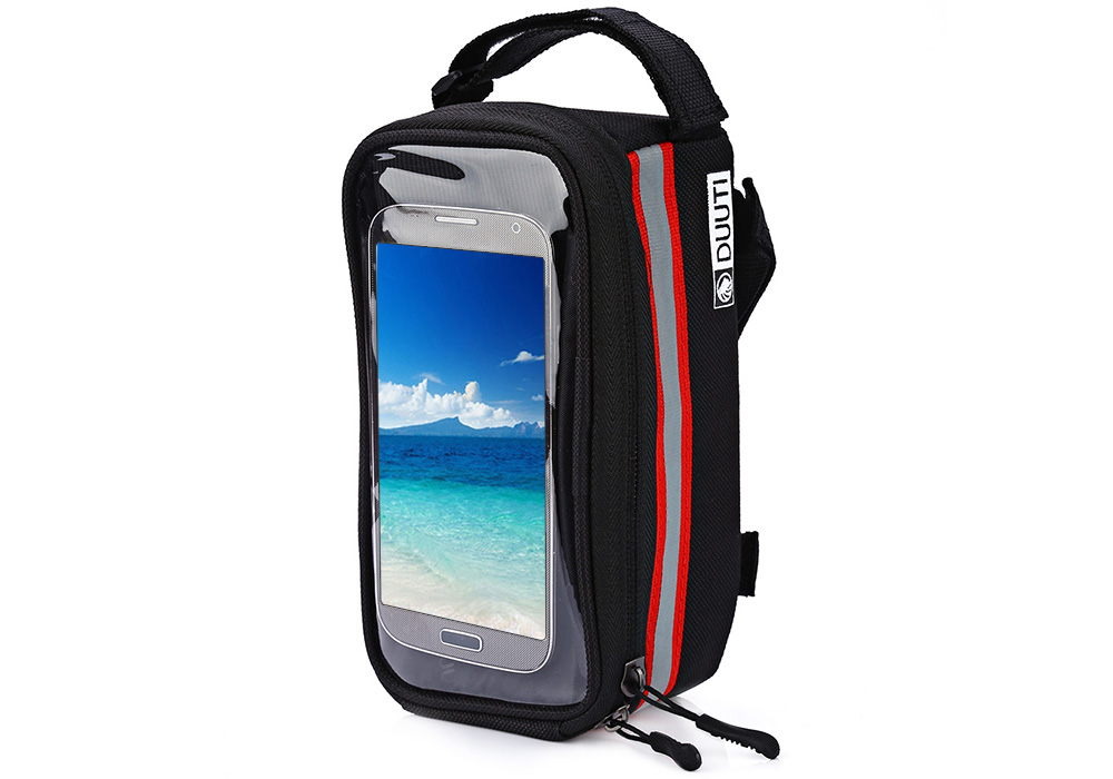 DUUTI Bicycle Frame Tube Panniers Waterproof Touchscreen Phone Case Reflective Bag