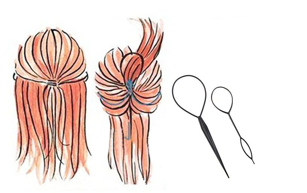 2pcs Ponytail Hair Braider Plastic Loop Styling Tools Black Topsy Clip