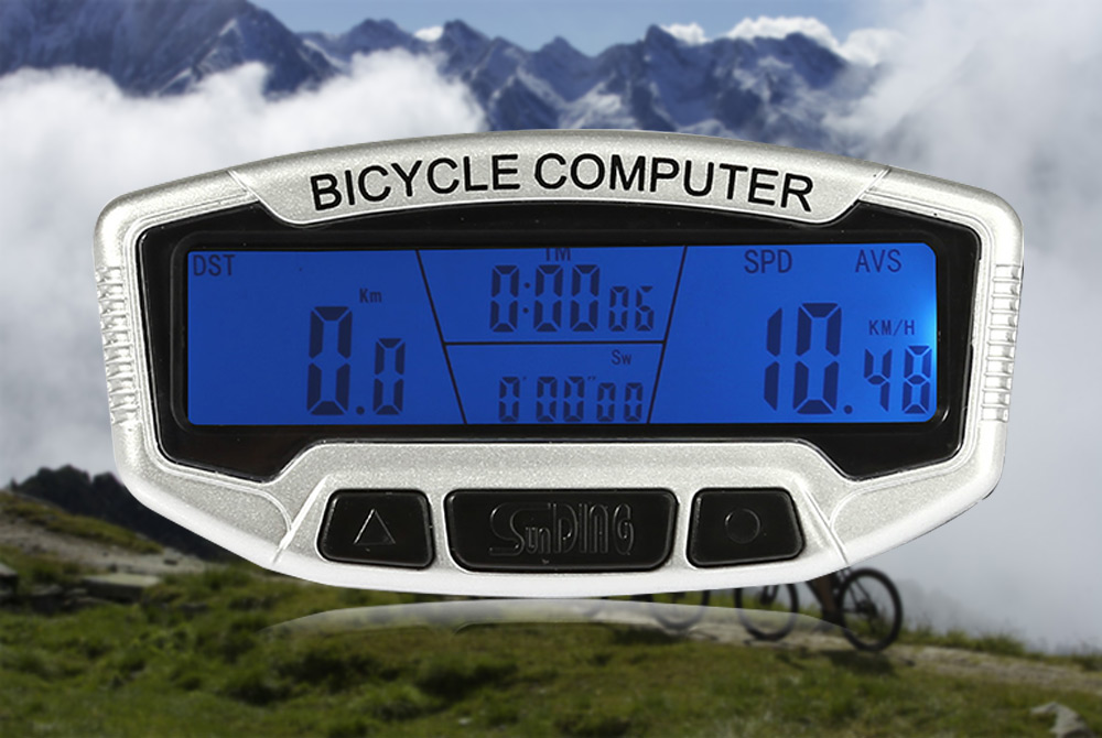 SunDing SD - 558A Wired Bicycle Computer Water Resistant Cycling Odometer Speedometer with LCD Backlight