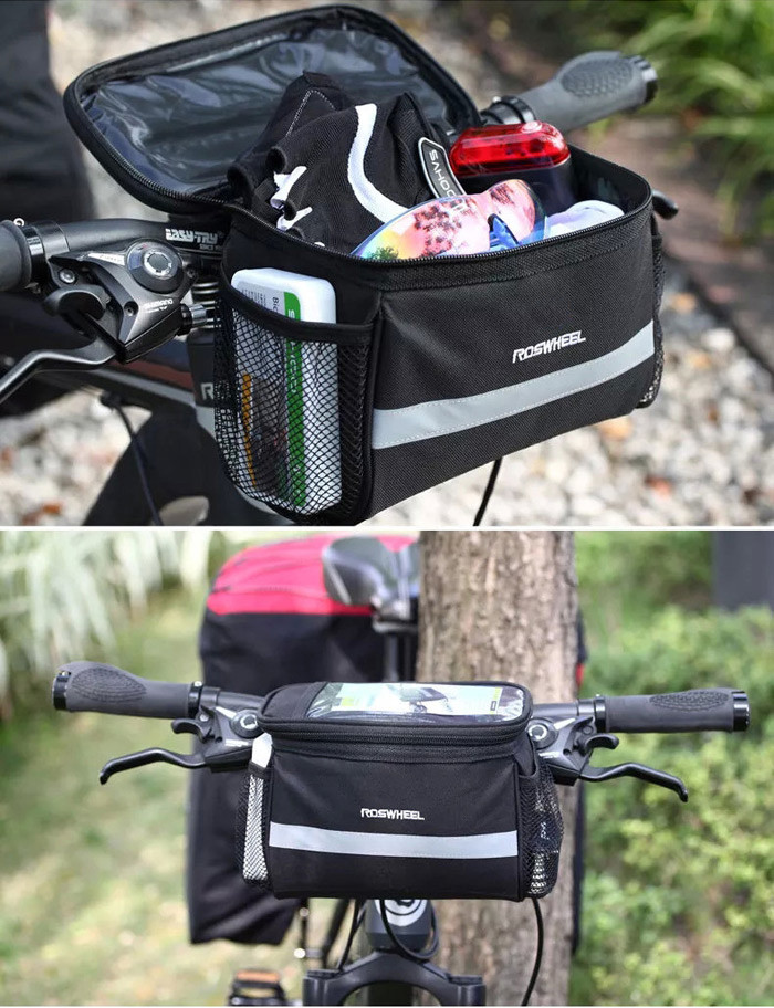 Roswheel 3.5L Bike Handlebar Bag Bicycle Front Tube Pocket 600D Map Pack Riding Cycling Supplies