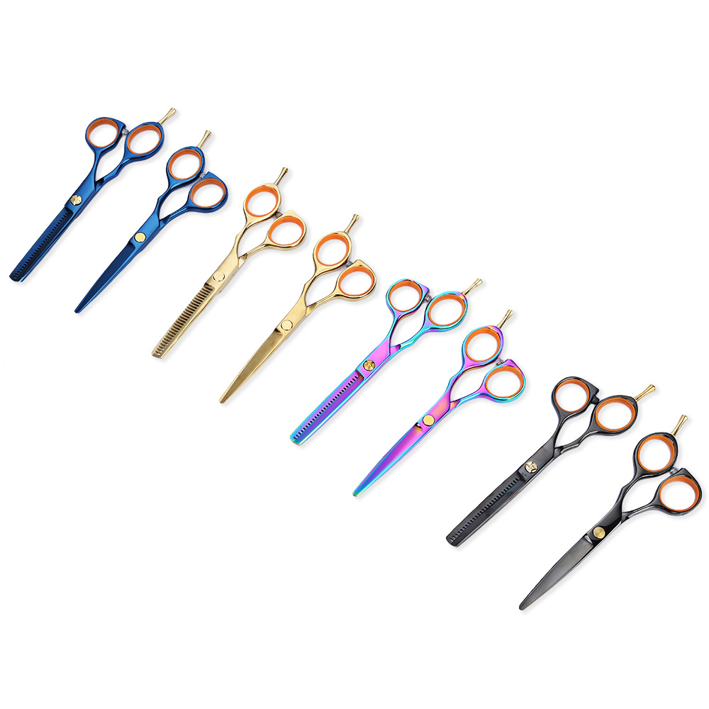 2pcs 5.5 inch 440c Titanium Hairdressing Scissors Shears Kit Barber Thinning Hair Cutting Set