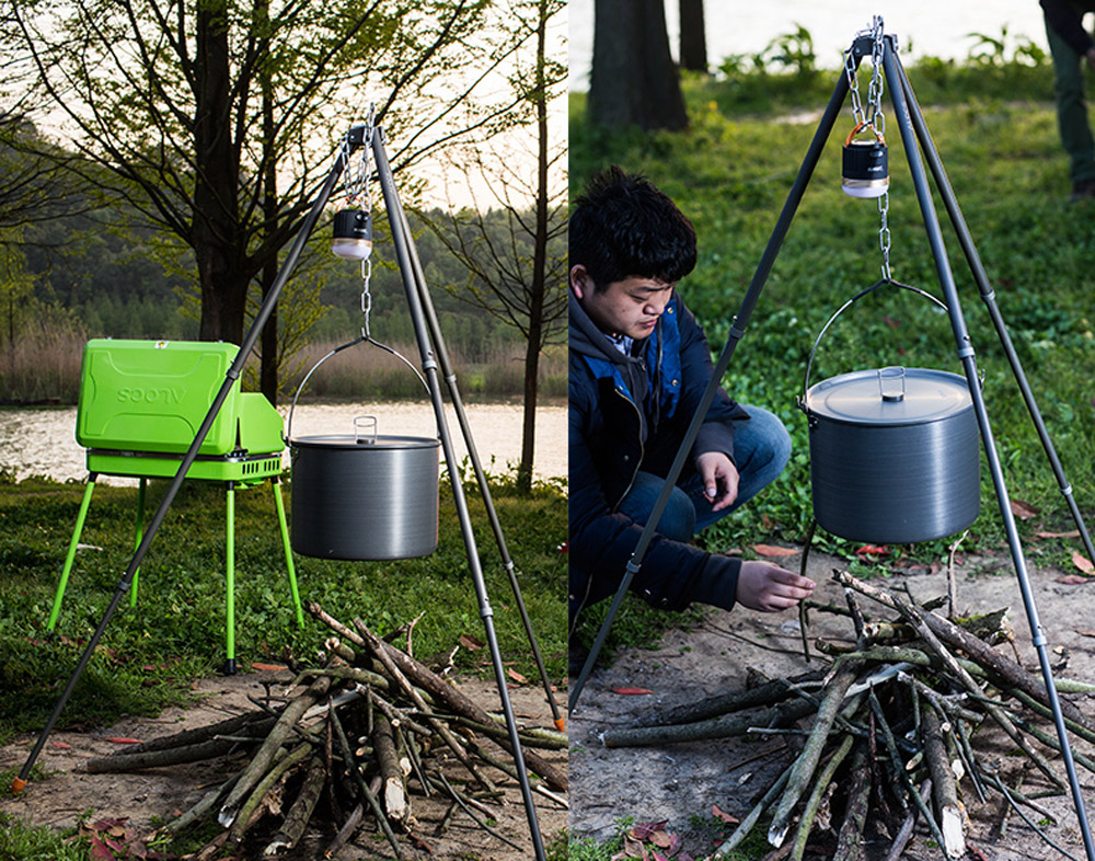 ALOCS CF - RT06 Portable Outdoor Picnic Foldable Cooking Tripod Barbecue Accessory