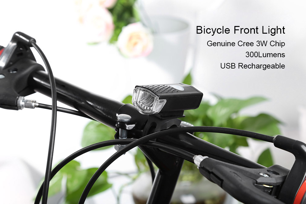 Water Resistant USB Rechargeable Bike Front Light CREE High Power Head Flashlight Bicycle LED Warning Lamp
