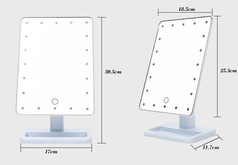Fashion Portable Folding Table 20 LEDs 180 Rotating Mirror