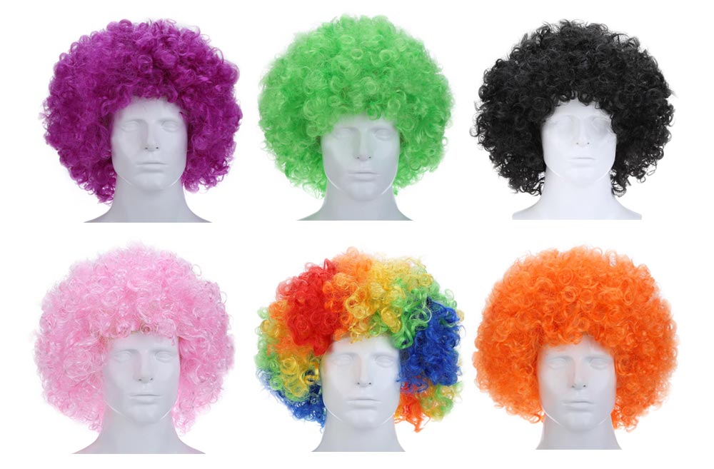 Curly Afro Wigs Multi-color Party Clown Funky Disco for Men Women Fancy Dress