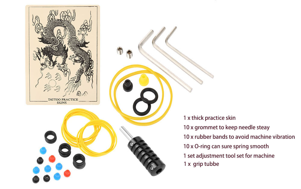 Tattoo Kits 8 Wrap Coils Guns Machine Power Supply Disposable Needle