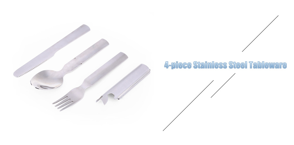 4-piece Stainless Steel Tableware Fork / Spoon / Knife / Bottle Opener