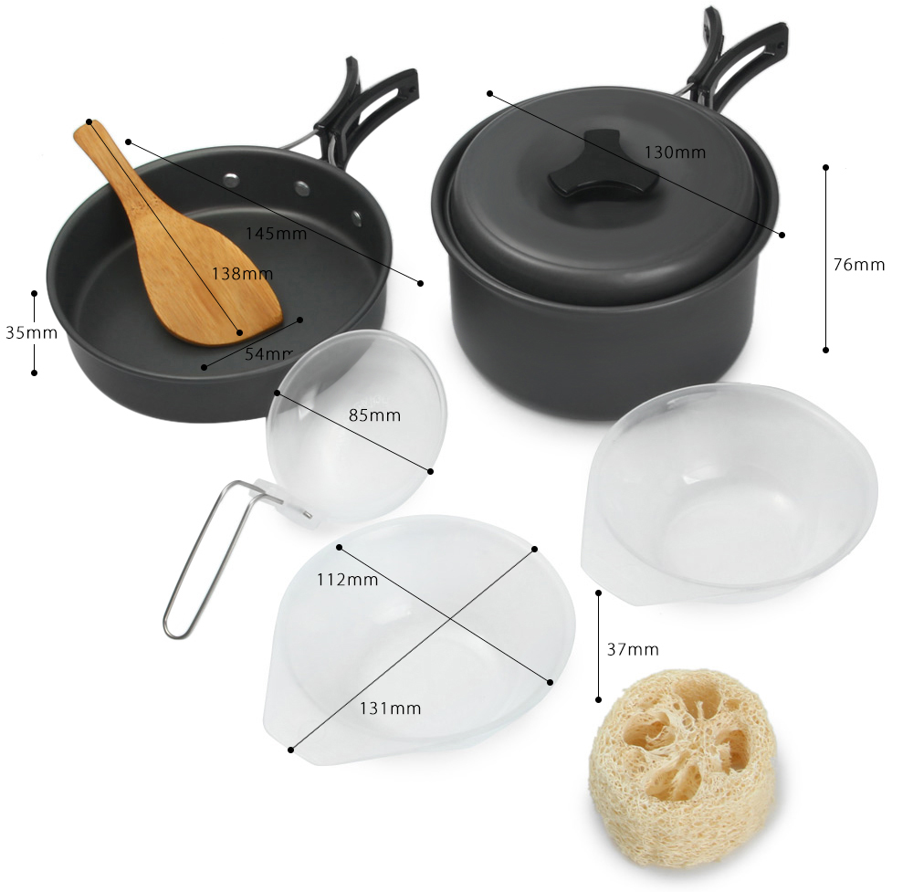 8pcs Outdoor Camping Cookware Cooking Picnic Bowl Pot Pan Set