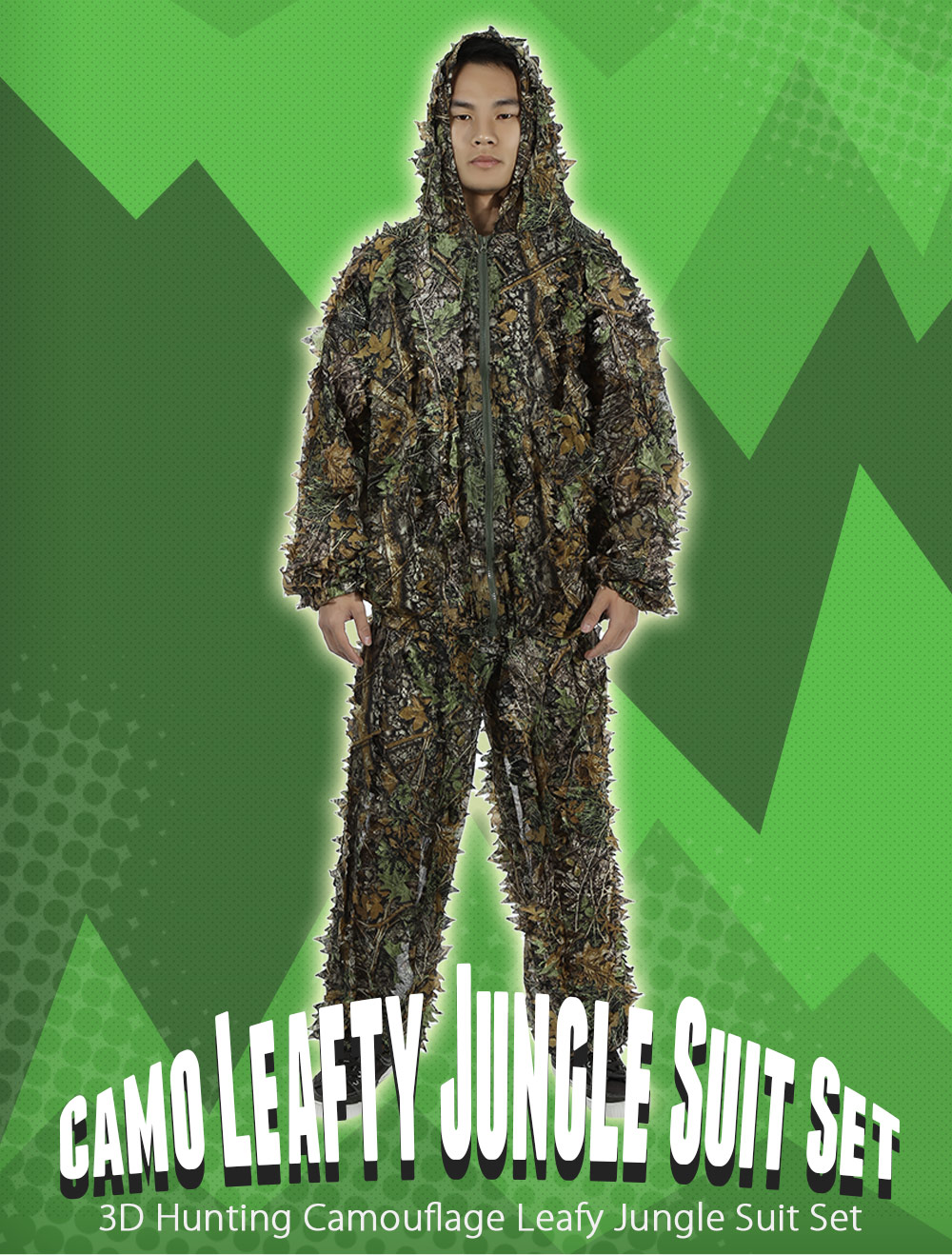 3D Camouflage Clothing Leafy Jungle Suit Set for Hunting Birding