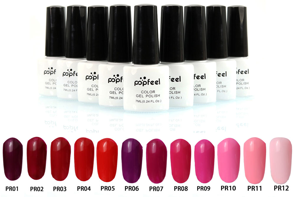 7ml Popfeel 12 Colors Lasting Red Wine Series LED UV Gel Manicure Nail Polish