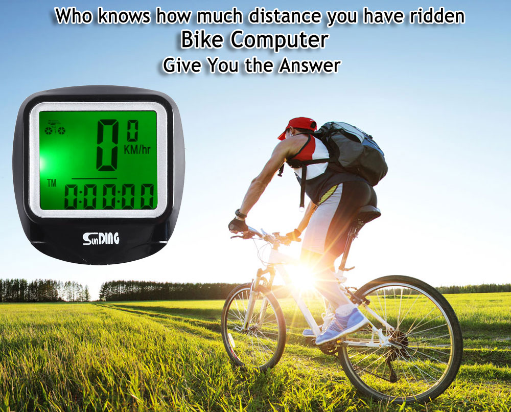 SunDing SD - 568AE Leisure Wired Bicycle Computer Water Resistant Cycling Odometer Speedometer with LCD Backlight