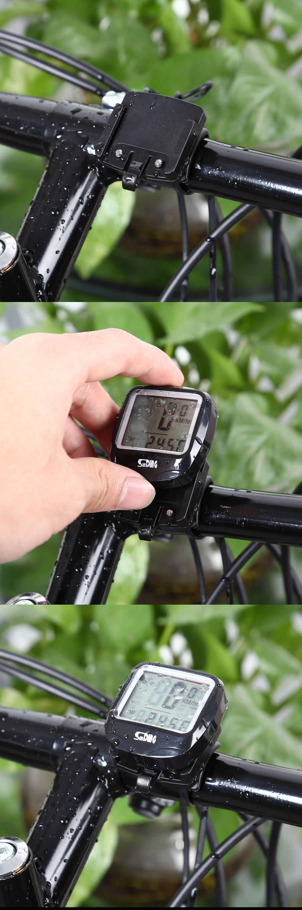 SunDing SD - 568AE Leisure Wired Bicycle Computer Water Resistant Cycling Odometer Speedometer with LCD Backlight