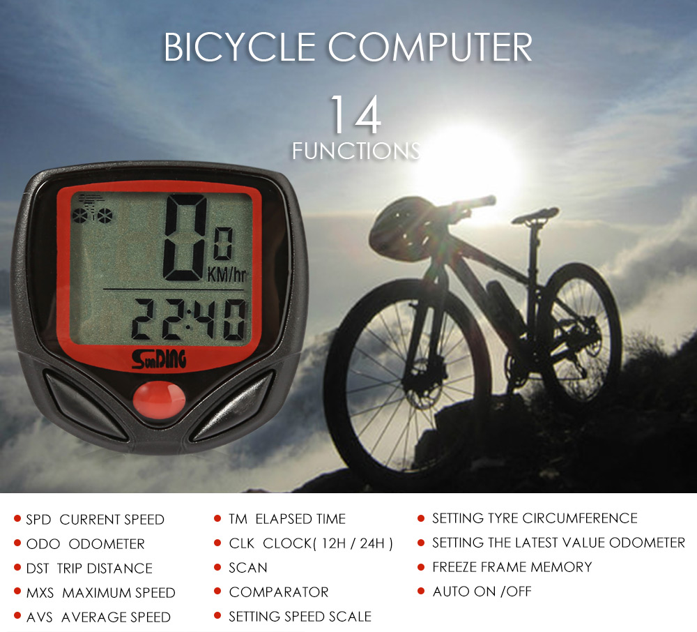 SunDing SD - 548B Leisure Bicycle Computer Water Resistant Cycling Odometer Speedometer