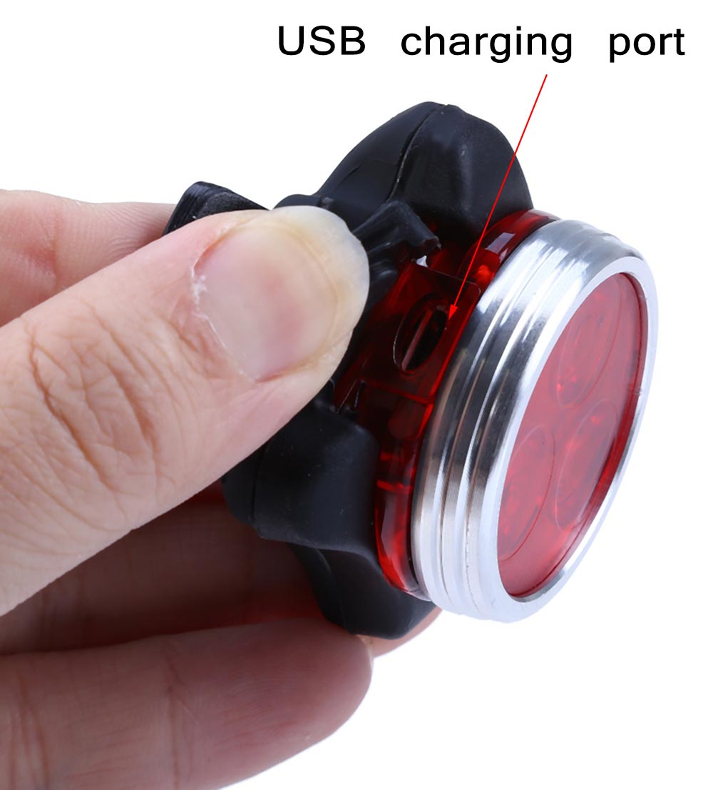 USB Rechargeable Bike Back Tail Light Caution Lamp Night Torch