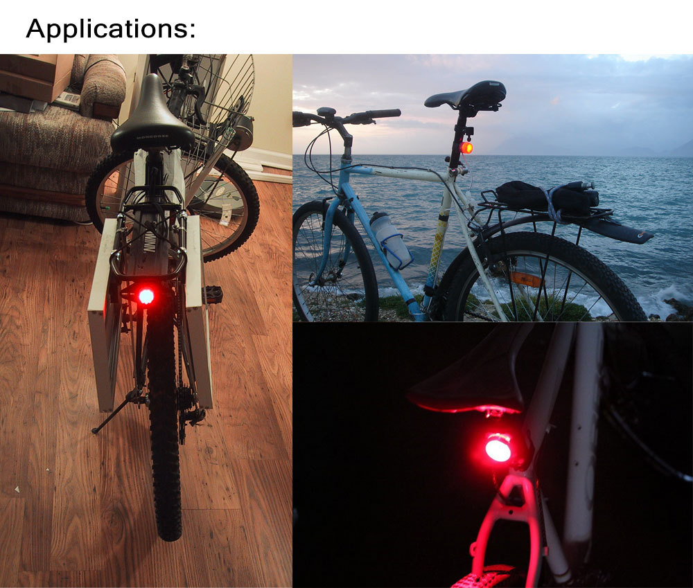 USB Rechargeable Bike Back Tail Light Caution Lamp Night Torch