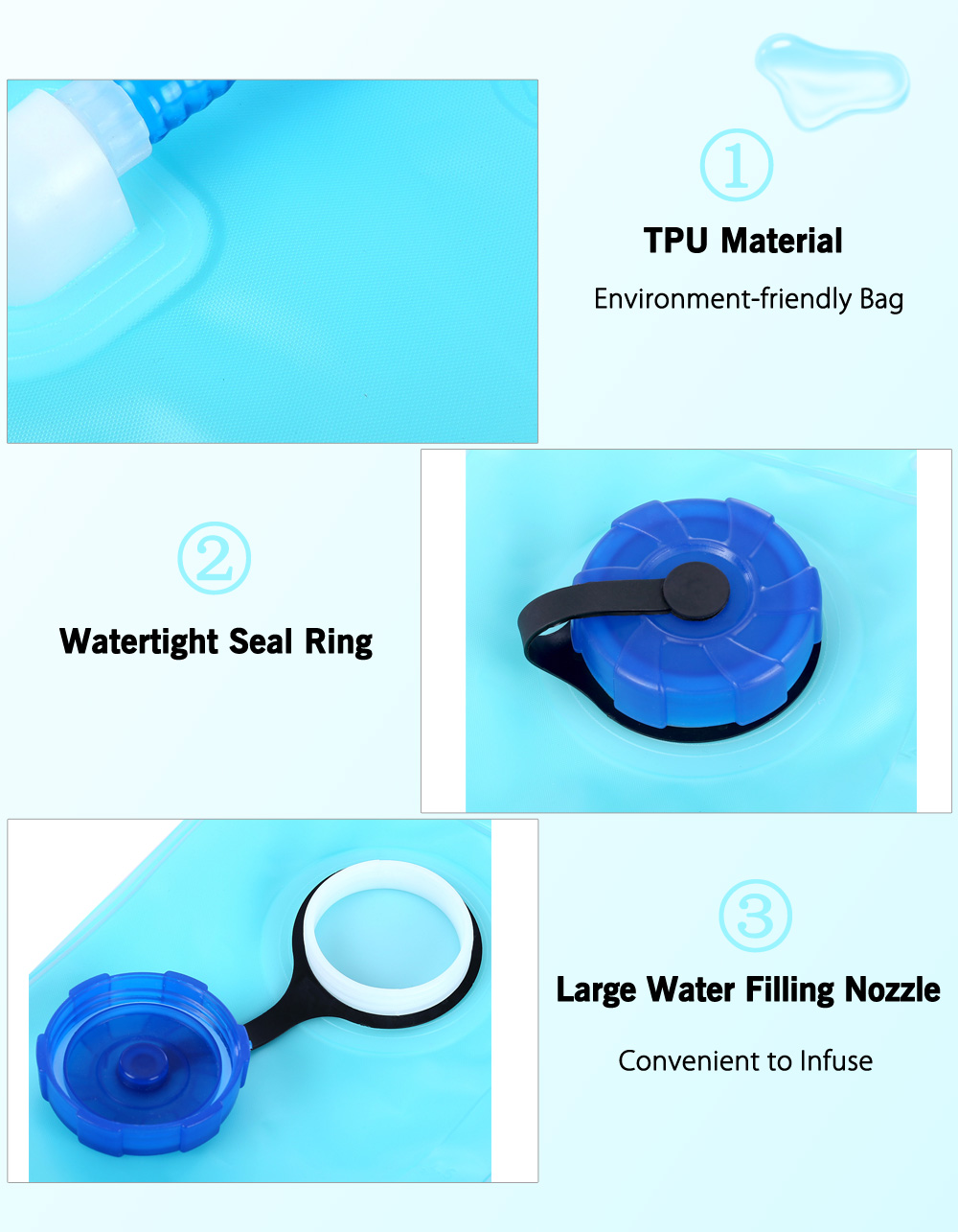 2L TPU Outdoor Sports Water Bag Folding Bottle Environmental Protection Large Capacity