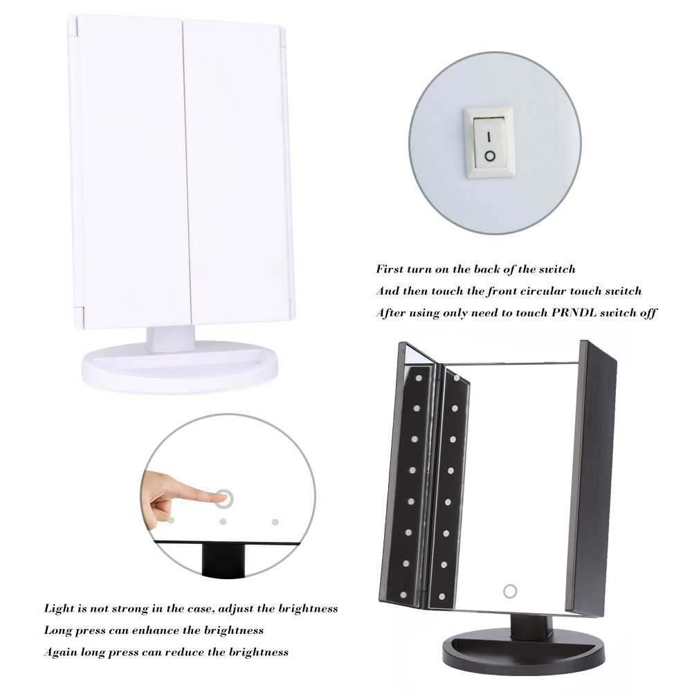 Fashion Portable Folding Table 16 LEDs Lamp Luminous Cosmetic Mirror