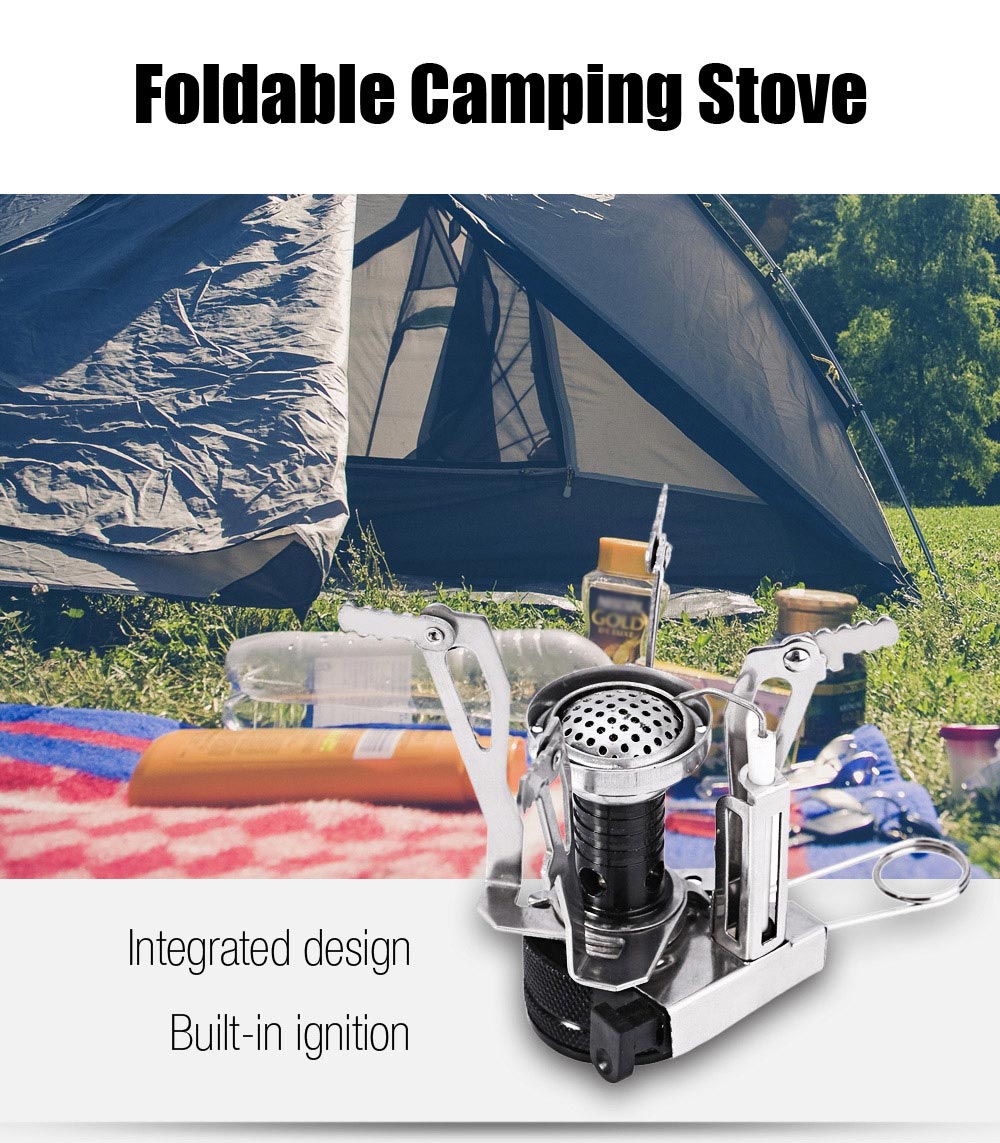 Outlife Portable Gas Burner Foldable Integrated Stove Head with Adjustable Switch