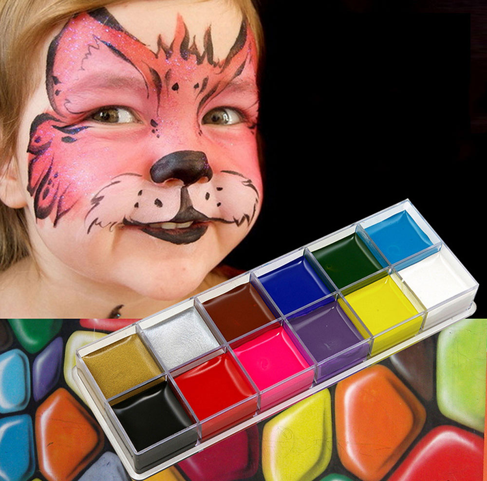 12 Color Fashion Flash Tattoo Non-toxic Halloween Crayon Party Face Paint Body Art Painting Oil