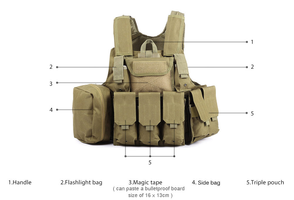 Amphibious Military Tactical Battle Combat Airsoft Molle Bullet Assault Plate Carrier Vest
