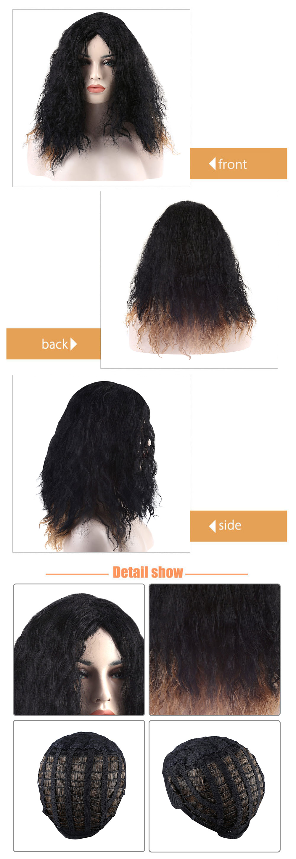 Adiors Long Ombre Color Afro Curly High Temperature Fiber Wig
