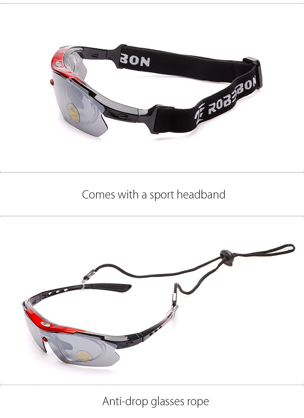ROBESBON 0089 Men Cycling Eyewear Sunglass Outdoor UV400 Sports Glasses 5 Lenses