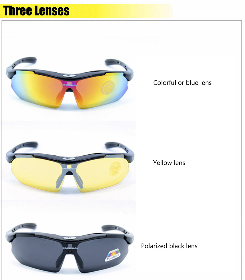 Robesbon Polarized Windproof Cycling Sunglasses Bike Goggles Eyewear with Myopia Frame