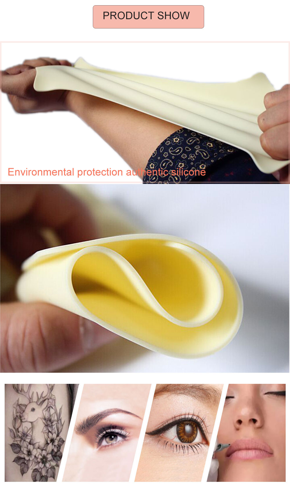 Semi-permanent Embroidery Lip Soft Silicone Bandage Tattoo Exercises Practice Leather Trumpet