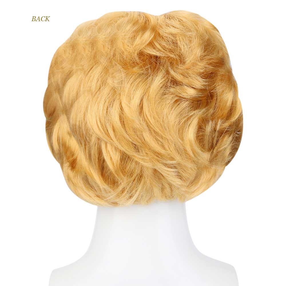 Golden Short Curly Wig Rose Net Cosplay