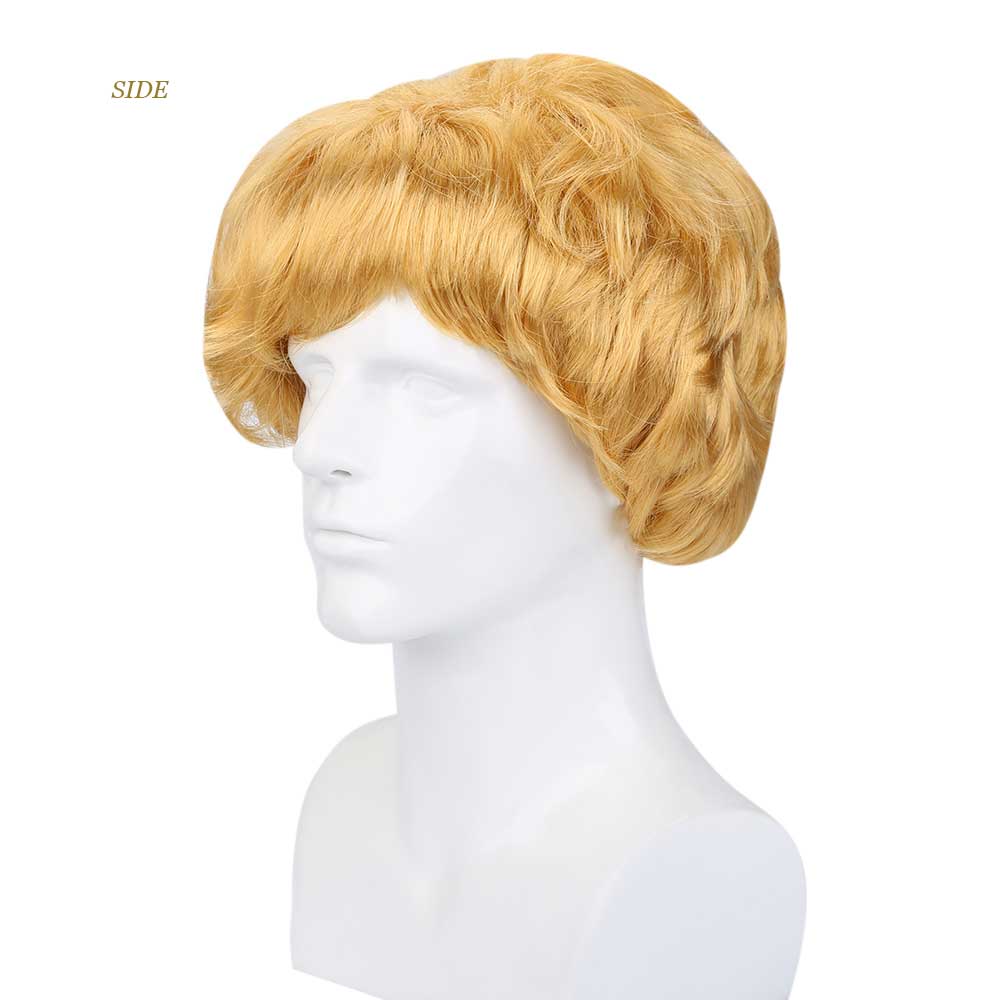Golden Short Curly Wig Rose Net Cosplay
