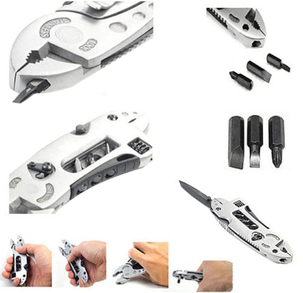 Multi-tool EDC Set Adjustable Wrench Jaw Screwdriver Pliers Knife Survival Tool