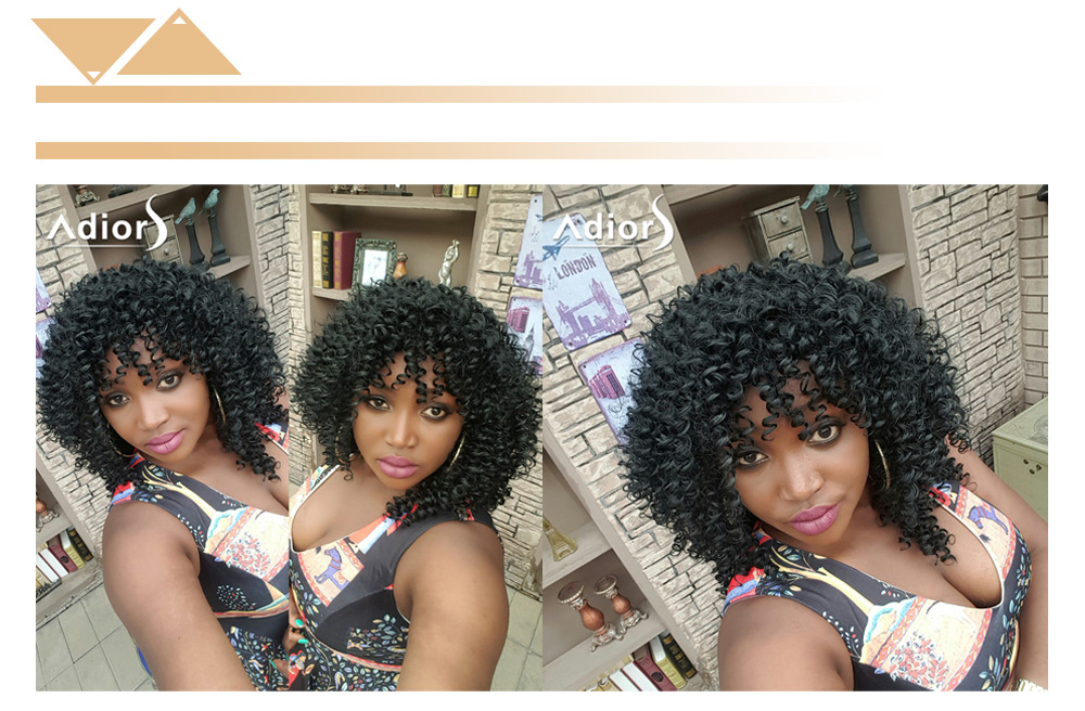 Adiors Hair Medium Afro Curly Side Bang Synthetic Wig
