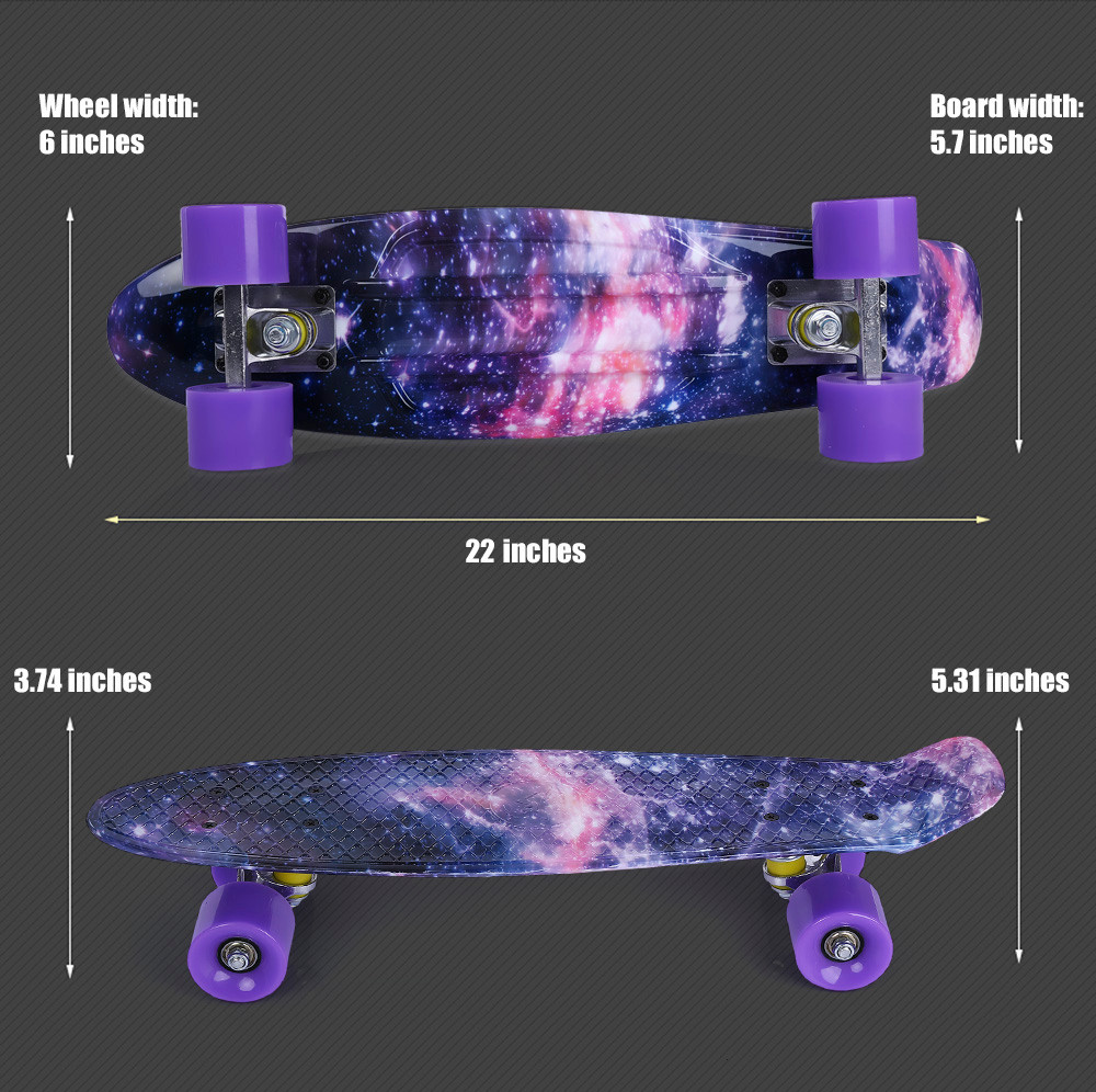 22 inch Stars Pattern Four-wheel Long Skateboard PP Plastic Board Deck
