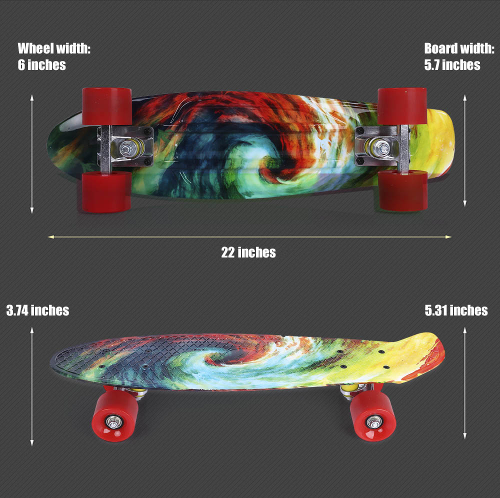 22 inch Printing Pattern Four-wheel Long Skateboard PP Board Deck