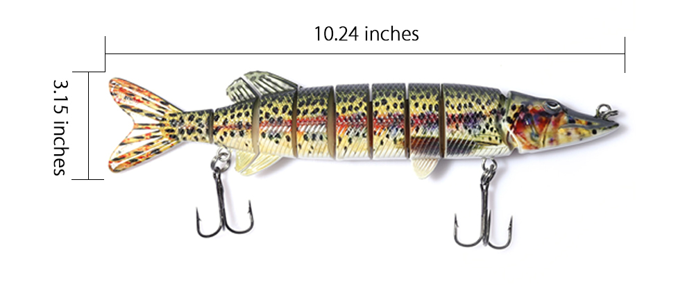 Proberos Artificial 9 Sections Big Pike Fishing Lure with Sharp Hooks