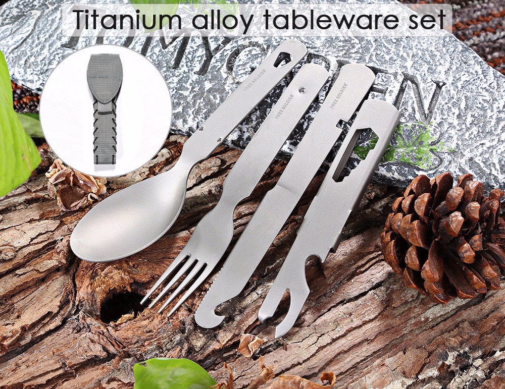 FREE SOLDIER Lightweight Tableware Set Spoon Fork Knife Camping Tool
