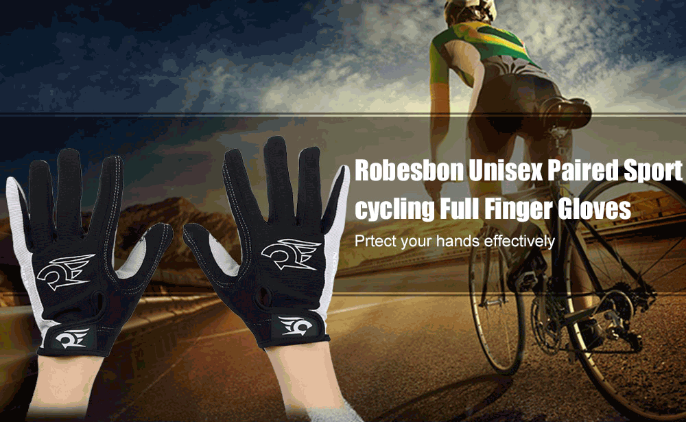 Robesbon Paired Sport Motocross Mountain Bike Bicycle MTB Cycling Full Finger Gloves for Men Women