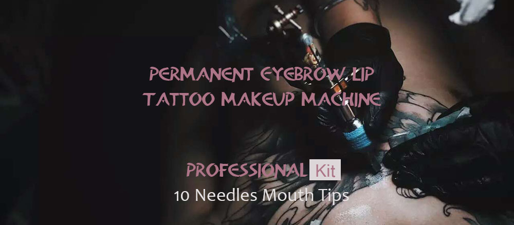 gustala Eyebrow Lip Tattoo Permanent Makeup Machine Pen Kit 10 Needles Mouth Tips Power Supply