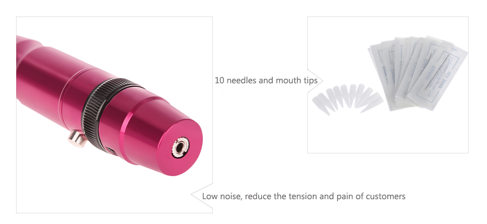 gustala Eyebrow Lip Tattoo Permanent Makeup Machine Pen Kit 10 Needles Mouth Tips Power Supply