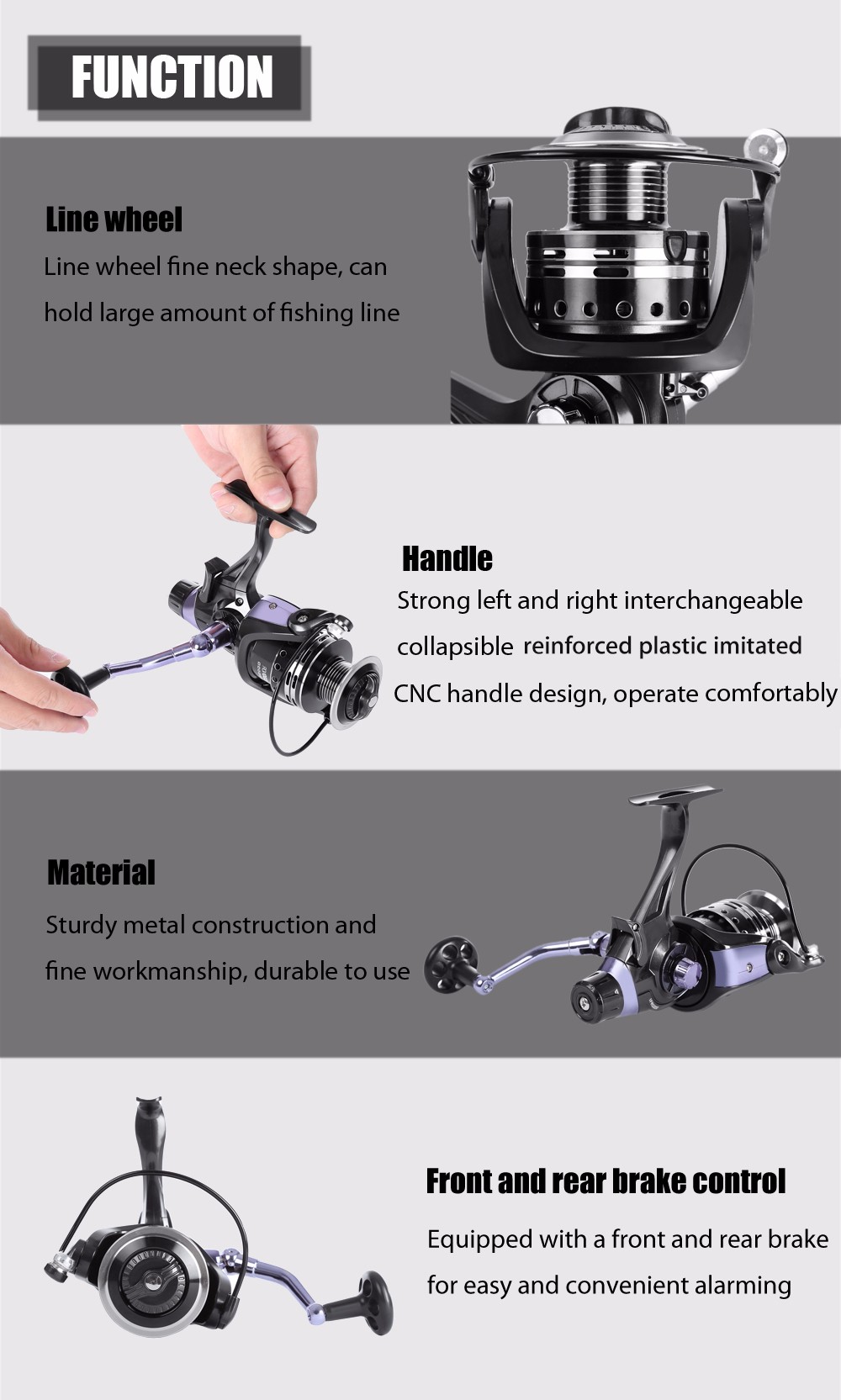 COONOR Metal Spool Spinning Fishing Reel 11 + 1 Ball Bearings 4.7:1