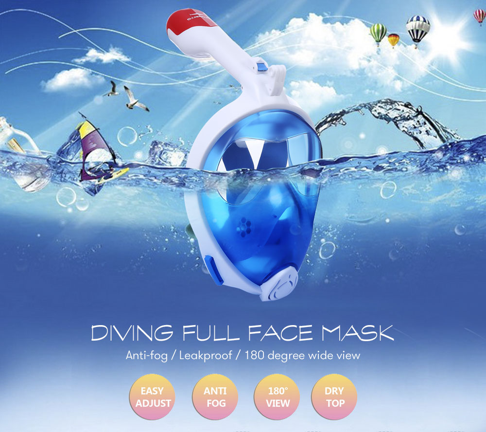 PIKOBELLO Diving Swimming Scuba Anti-fog Foldable Top Dry Snorkeling Full Face Mask for GoPro Camera