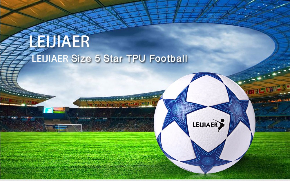 LEIJIAER Size 5 Star TPU Anti-slip Competition Soccer Ball Football