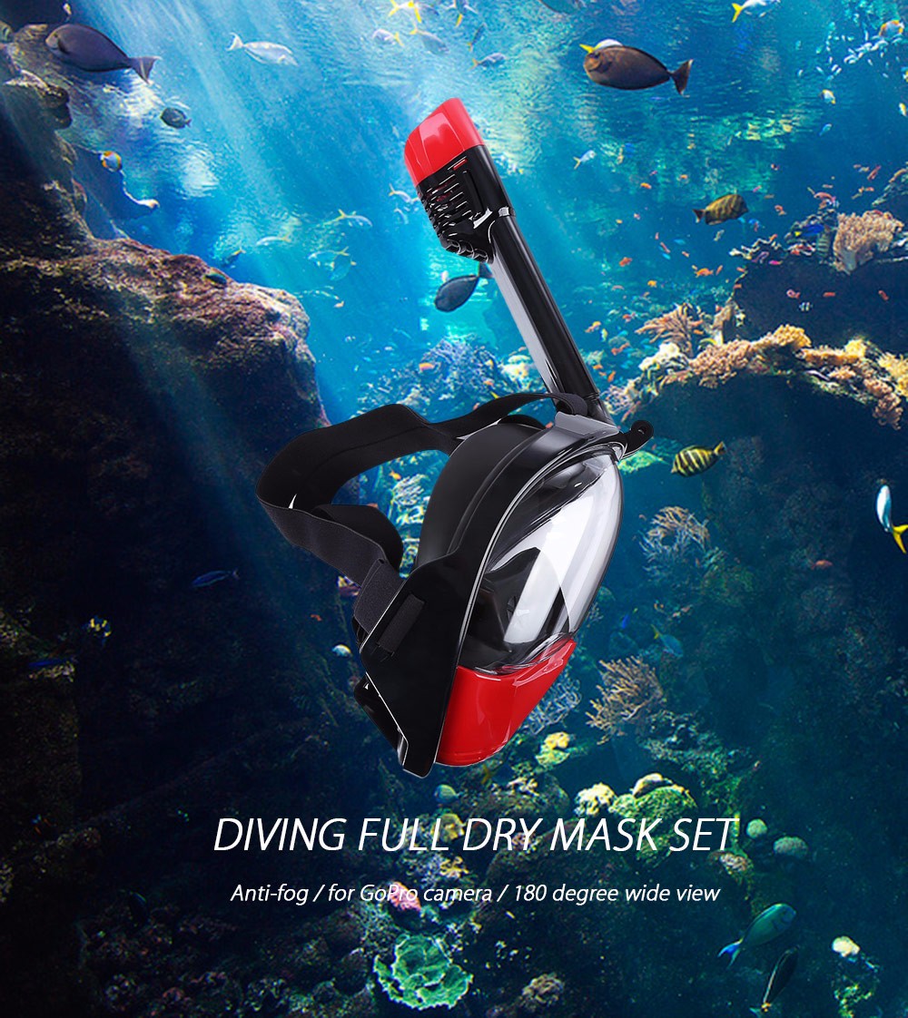 NEOpine Underwater Diving Swimming Training Scuba Anti Fog Dry Snorkeling Full Face Mask Set for GoPro Camera