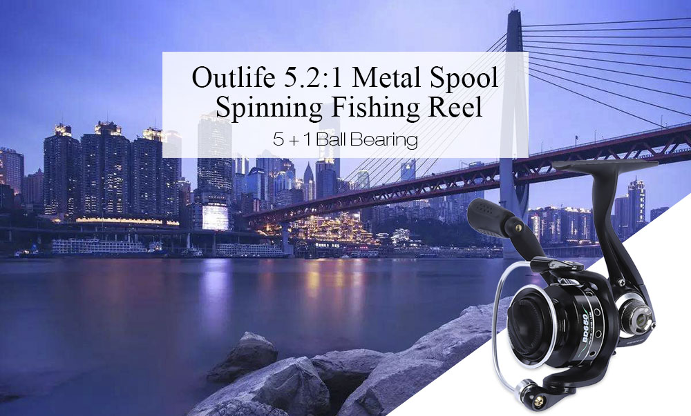 Outlife 5 + 1 Ball Bearing Metal Spool Ocean River Spinning Fishing Reel