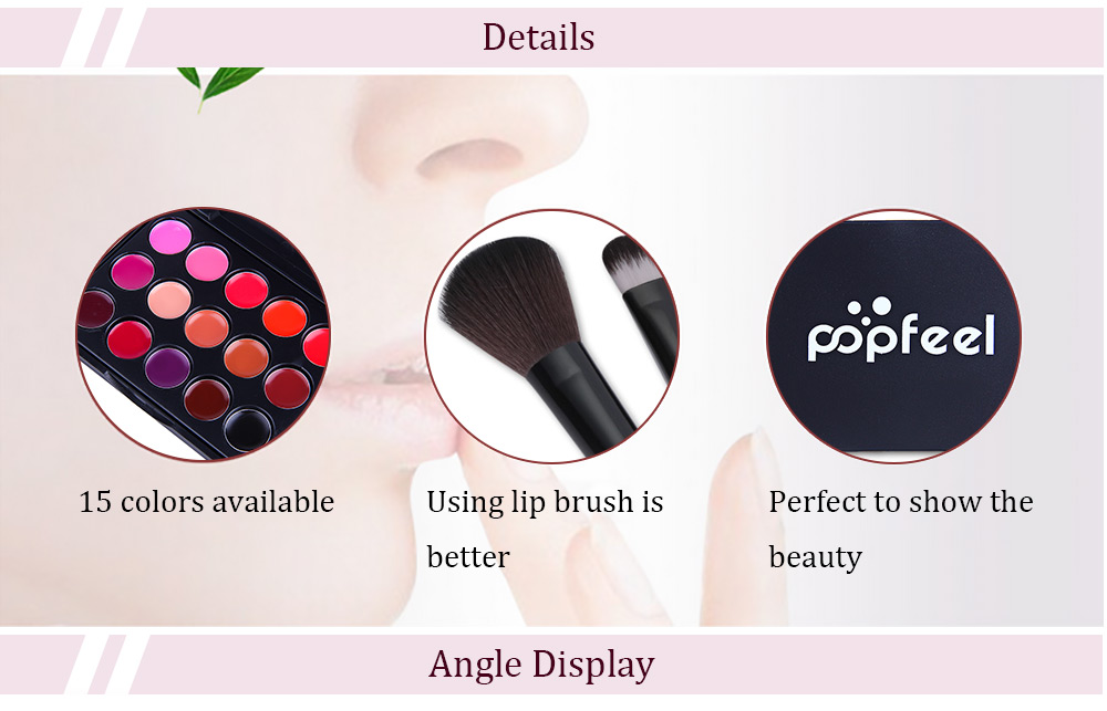Popfeel Stylish 15 Color Waterproof Nude Lip Gloss Palette